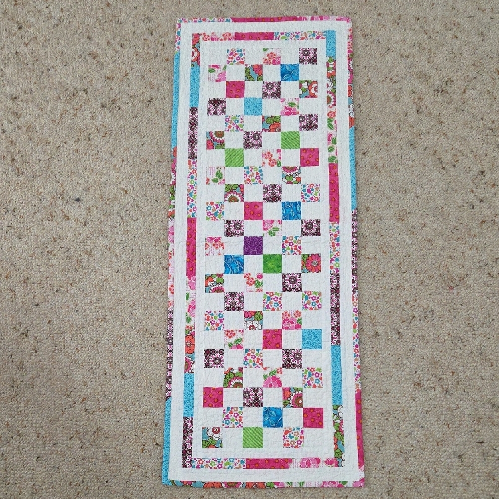 Handmade Quilted Patchwork Table Runner Bright Florals